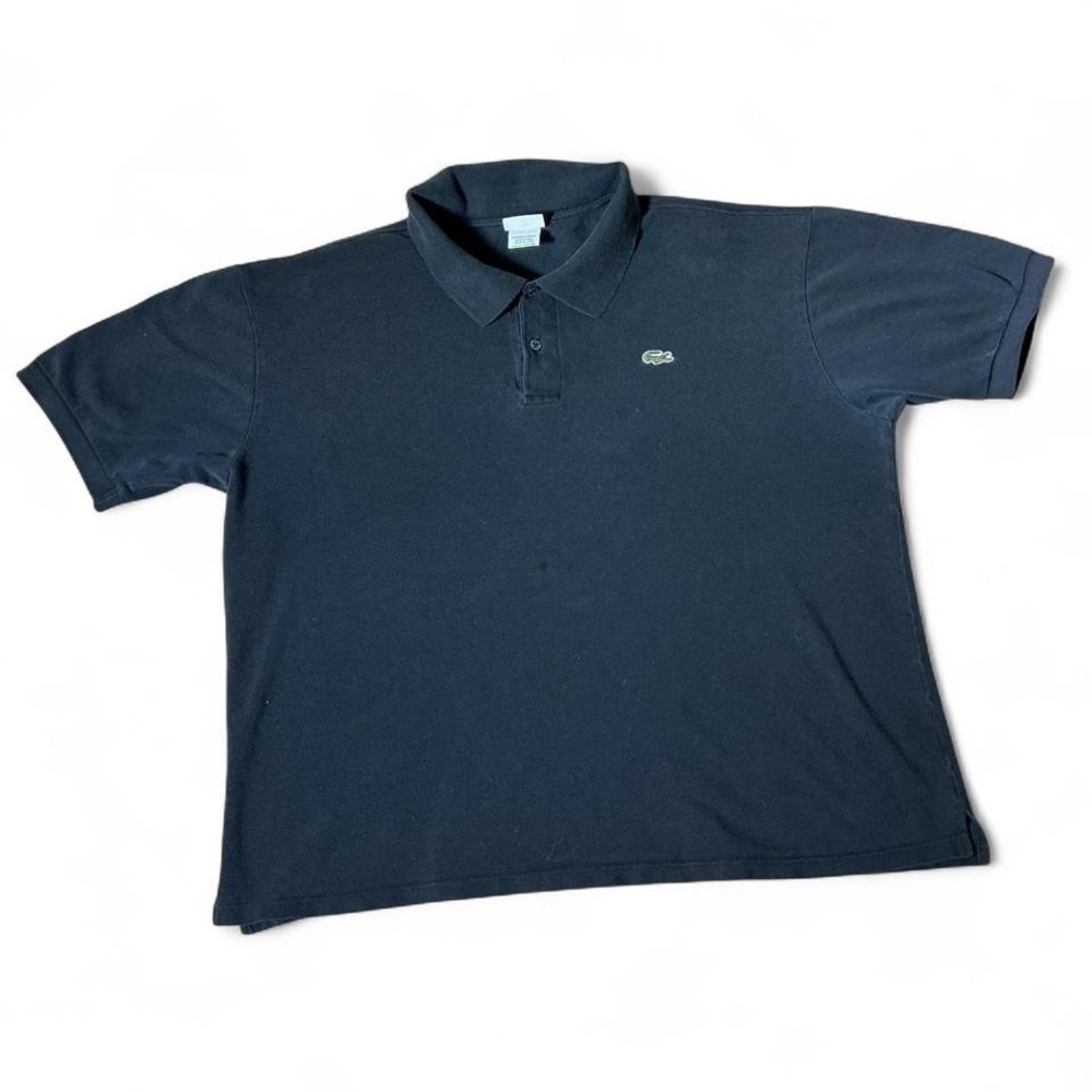 Lacoste Mens Linen Cotton Blend Polo Shirt Navy Blue L Short Sleeve Logo Preppy